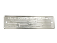 Chassis identification tag. Porsche 911 Blank - 000701101008