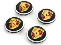 Radkappen in Mattschwarz mit farbigem Porsche Wappen für Porsche Taycan / Panamera - 9J1073002