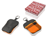 Astuccio portachiavi in tartan arancione con stemma Porsche impresso - PCG91410010