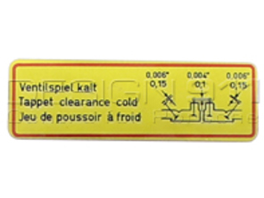 Sticker Valve Clearance. Porsche 356 / 912 - 54672203