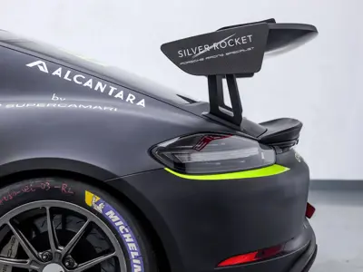 Rear spoiler / wing, dry carbon fibre. Porsche 718 Cayman GT4 RS - 9GT825871A, 9GT825871AA3G, 98151268100, 98151268182, 98151268200, 98151268282