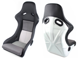 Stoelen in racestijl, zwartgrijs leer met witte zitschaal. Porsche 964/993 - SET11.1.101W, SET111101W