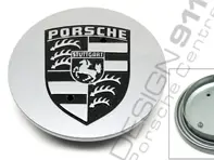 Wheel Cap Silver with Black crest metal for Porsche - 92836103201