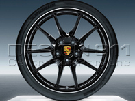 20' Carrera S Black Alloy Wheels & Tyres Original Porsche for 981 Boxster / 981 Cayman - 981404460203, 981404460204, 98104460223, 98104460224, 98104460224, 98104460223