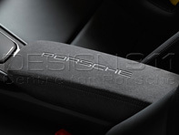Lid of centre console storage box BLACK ALCANTARA with PORSCHE LOGO. Porsche 991.2 / 982 - 9P1857151E2W0, 9P1857151D2W0