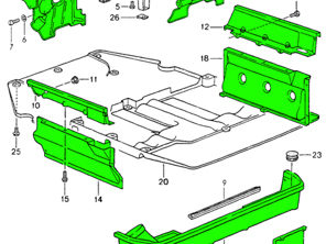 Engine tinware replacement set. Porsche 964 1989-94 - 96410601402, 96410622903, 96410628308, 96410628309, 96410628901, 96411901203, 96411901303, 96411901403, 96411901503, 96411901204, 96411901304, 96411901404, 96411901504