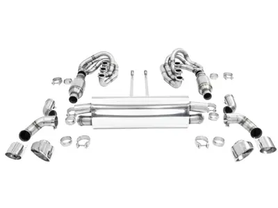 CARGRAPHIC GT Sport Exhaust System, With ID42 GT Manifolds, Without Heating. Porsche 964 Carrera 2/4/RS - 96411104504, 96411104605, 96411104502, 96421103905, 96421103932, 96421104004