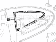 Rear 1/4 Glass Seal. Porsche 996 - 99654332500, 99654332600