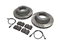 Ensemble de plaquettes et disques de frein arrière. Porsche 930 Turbo 1978-89 - 93035204502, 93035204601, 96435193903, 93061221100, 93035204502SEB, 93035204601SEB, 96435193903BRE, 90026904701