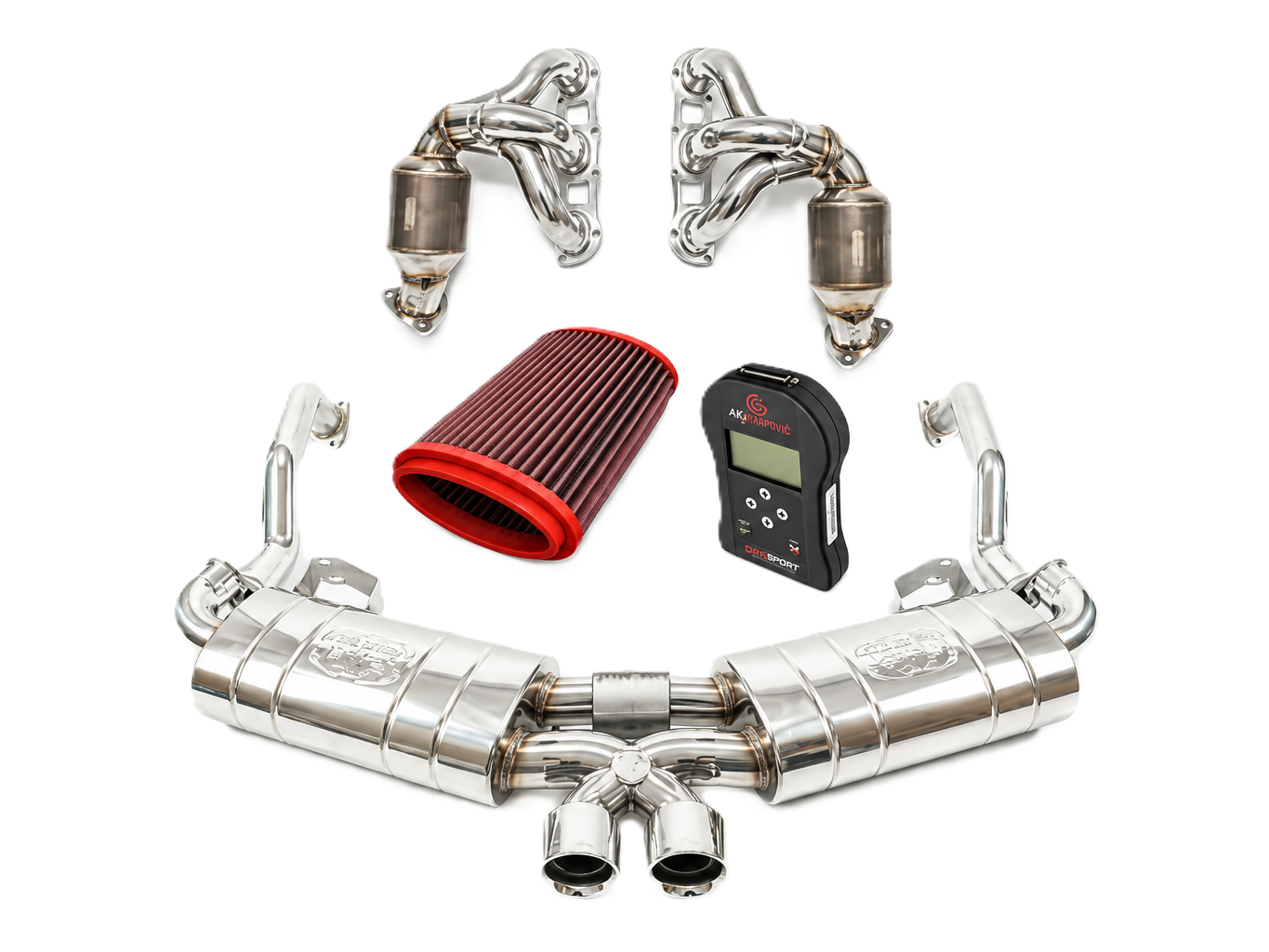 Fabspeed STREET Exhaust Performance Package, Polished Stainless Steel WITH ECU Upgrade. Porsche 987 Boxster / Cayman (2005-2008) - 98711311200, 98711311204, 98711311205, 98711311100, 98711311104, 98711311105 - FS.POR.987.SHDR, FB416/16, FS.POR.987.ET, FS.POR.987.MAXP