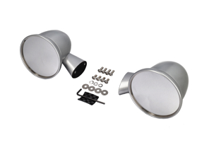 Aluminium bullet mirror, in Satin Silver. Porsche 911 1965-1973 - 91173102010, 91173111600, 90173111101 - BulletPairSilver_1973early