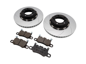 Floating brake disc and pad set slotted REAR. Porsche 991 GT3 / 981 GT4 / 718 GT4 / 718 Spyder - 99135240780, 99135240880, 98135240780, 98135240880, 98135240781, 98135240881, 98135294880, 98135294882, 9GT698451G, 99135294880, 99135294881, 99135294883 - 9GT615601N, 9M9GT698451