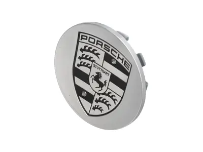 Copriruota Argento con stemma nero, Concavo. Porsche 95B Macan - 95B60115088Z