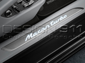 Side Sills Trims in Brushed Aluminium with Logo, Illuminated. Porsche Macan - 95B04480110, 95B04480111, 95B04480112