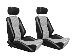 Nürburgring R Bucket Seats, Leatherette / Houndstooth, SET OF 2. Porsche 356 / 911 / 912 / 964 1950–94