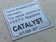 Catalytic Converter decal. Porsche 911 / 924 / 928 / 944 / 968 / Boxster - 477000267
