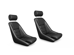 Nürburgring Bucket Seats, Black Leather, SET OF 2. Porsche 356 / 911 / 912 / 964 1950–94