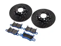EBC Racing Rear two-piece floating brake disc and bluestuff pad kit. Porsche 991 GT3 - P2DK044B, 99135240780, 99135240880, 99135294883 - DP52207NDX, SG2F013