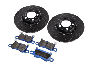 EBC Racing Rear two-piece floating brake disc and bluestuff pad kit. Porsche 991 GT3 - P2DK044B, 99135240780, 99135240880, 99135294883 - DP52207NDX, SG2F013