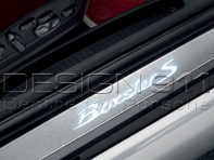Listelli sottoporta in acciaio inox con logo, illuminati. Porsche 981 Boxster / 718 (982) Boxster - 98104480010, 98104480011