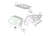 前挡风玻璃，绿色着色。保时捷 996 >>2001 - 99654190139, 99654190103