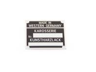 Chassisnummer en lakcodeplaatje Reutter. Porsche 911 / 912 1964-69 - 90170110701 - OBP11.4.100