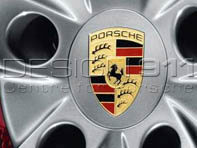 Wheel Caps with Coloured Crest for Porsche (Set of 4) - 99104460010, 00004460701