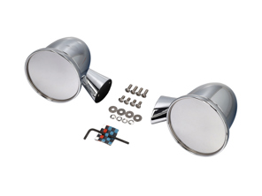 Aluminium Bullet Spiegelsatz, verchromt. Porsche 911 1965-1973 - 91173102010, 91173111600, 90173111101 - BulletDriveSilver_1973early, BulletPairSilver_1973early