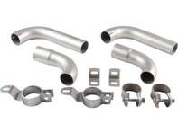 Exhaust Pipe and Clamp, Stainless Steel. Porsche 356B / 356C - 1620705010, 92.304S, 92304s, 611611100700, 61611122103, 61611125701, 61611125501, 61611122303, 61611102500 - 1620705010