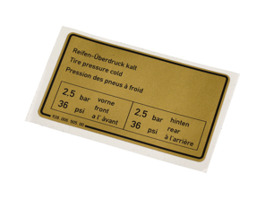 Sticker Tyre Pressure. Porsche 928 1978-79 - 92800650500 - PAKRO