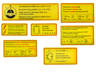 Adhesive labels set with red border for engine compartment for Porsche 911 - PCG90100650