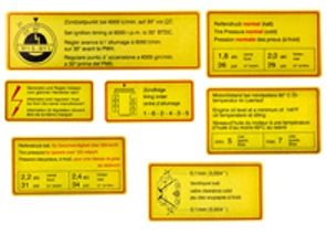 Juego de etiquetas adhesivas con borde rojo para compartimento motor para Porsche 911 - PCG90100650