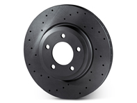 Drilled brake disc rotor front. Porsche Cayenne 955 / 957 / 958 (OE No 95535140151 & 95535140251) - 95535140151, 95535140241, 95535140150, 95535140250