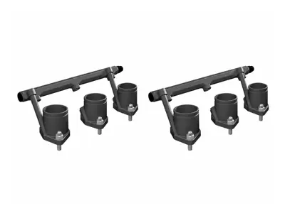 Adapterset voor inlaatspruitstuk met brandstofrails voor upgrade naar 964/993 spruitstukken. Porsche 911 1974–89 - AMS9050074 + AMS9050033, AMS9050075 + AMS9050033, AMS9050076  + AMS9050033, AMS9050077 + AMS9050033, AMS9050078 + AMS9050033