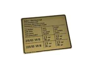 Reifendruckaufkleber. Porsche 928 1980-82 - 92800651900
