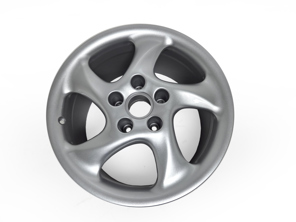 BESCHADIGDE 18" 10J ET54 SILVER Turbo Cup 3 lichtmetalen velg.