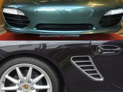 Kit grillage radiateur et aérations latérales de pare-chocs avant Porsche 987.2 Boxster