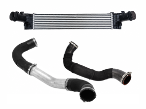 Radiatore dell'olio di sovralimentazione e tubazioni. Porsche 971.1 Panamera 3.0L V6 2018-2021 - 971145805F, 971145805D, 971145805B, 971145708BE, 971145708AF, 971145708BH, 971145708AP, 971145708AK