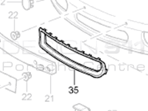 Salida de aire exterior del parachoques delantero. Porsche Boxster 986 S 1999-02 - 98650555100G2X, 98650555100
