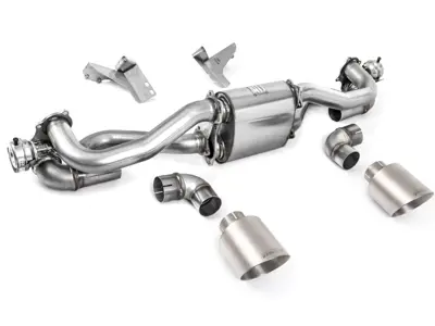 Milltek Sports Exhaust Rear Silencer Delete With Titanium Trims. Porsche 718 Cayman GT4 / Boxster GTS 4.0L - 982251053E, 982251053K, 982251053F, 982251053H, 982251053D, 982251053G - SSXPO159