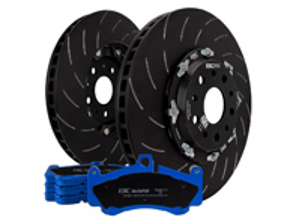 Anteriore EBC Racing Disco freno flottante in due pezzi e kit pastiglie bluestuff. Porsche 991 turbo / 981 Cayman GT4 - P2DK039B, 99135140502, 99135140602, 99135194704 - DP52206NDX, SG2F016