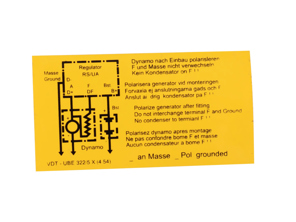Calcomanía de la cubierta del regulador de voltaje. Porsche 356B / 356C - 90170100700 - 1601503200