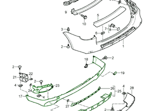 后保险杠下扰流板套件。保时捷 957 卡宴 - 95550552107G2X, 95550552108G2X, 95550552109G2X