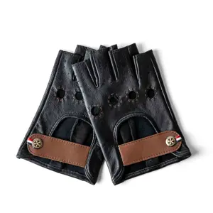 Classic fingerless leather driving gloves black. Short Shifters - 6013930681601, 6013929867818, 6013929814812