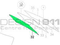 Rear window glass, Green Tint, Heatable. Porsche 911/912 65-86 COUPE - 91154510700, 91154510707