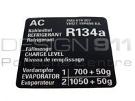 Sticker Air Conditioner. Porsche Cayenne - 95570114100, 95570114101