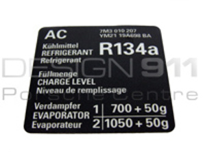 Sticker Air Conditioner. Porsche Cayenne - 95570114100, 95570114101