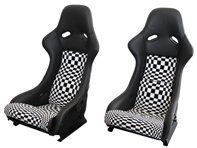 Sedili in stile racing, pelle grigia / motivo Pascha con scocca nera. Porsche 964/993 - SET11.1.100A, SET111100A