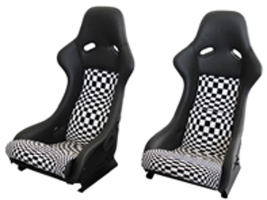 Stoelen in racestijl, grijs leer / Pascha-patroon met zwarte zitschaal. Porsche 964/993 - SET11.1.100A, SET111100A