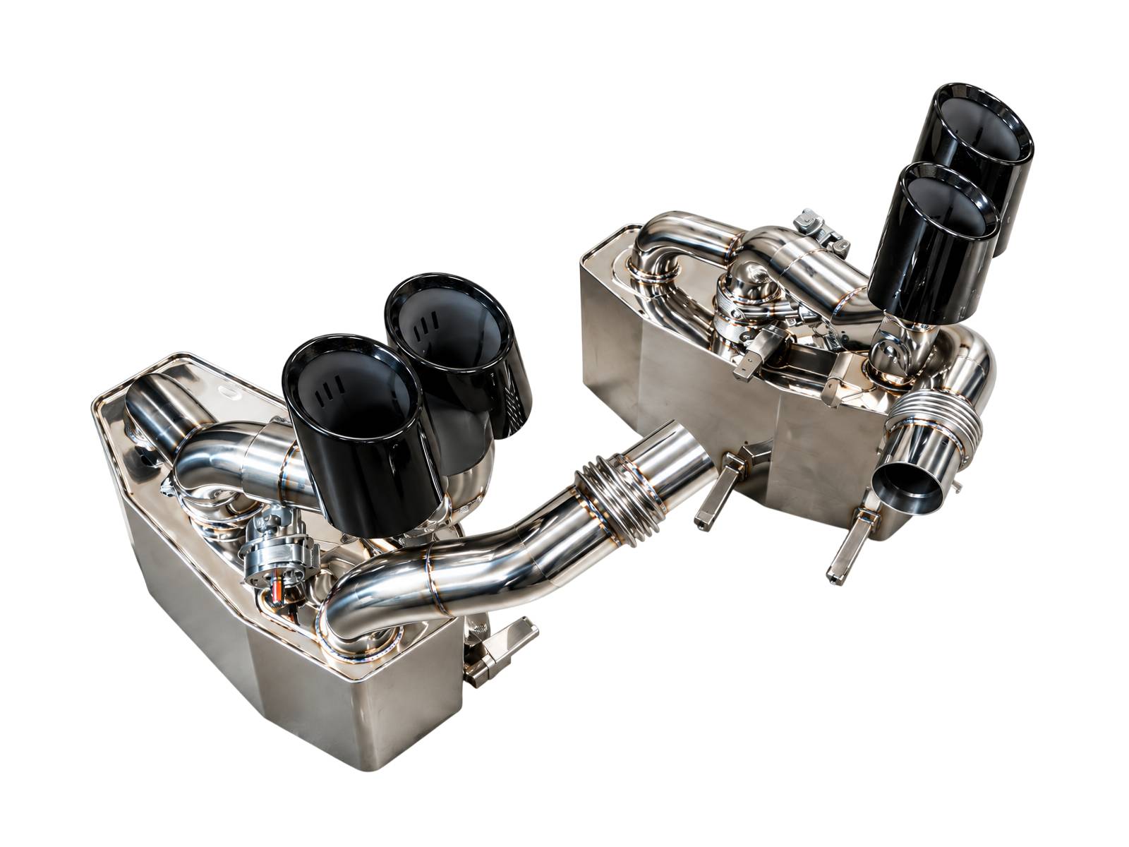 Sports Exhaust Rear Silencers with Valves Stainless Steel. Porsche 997.1 C2 / C2S / C4 / C4S - 99711121102, 99711121103, 99711123102, 99711123103, 99711121202, 99711121203, 99711123202, 99711123203, 99711141103, 99711141104, 99711143103, 99711143104, 99711141203, 99711141204, 99711143203, 99711143204 - 9M99711161100